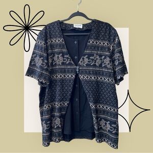Alfred Dunner Black & Taupe Mixed Print Fooler Top sz 20